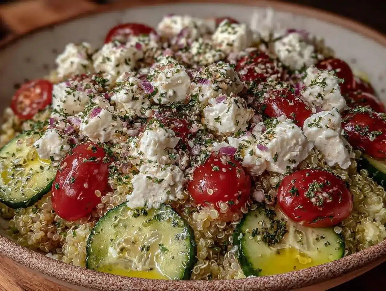 fresh greek quinoa bowl preparation steps