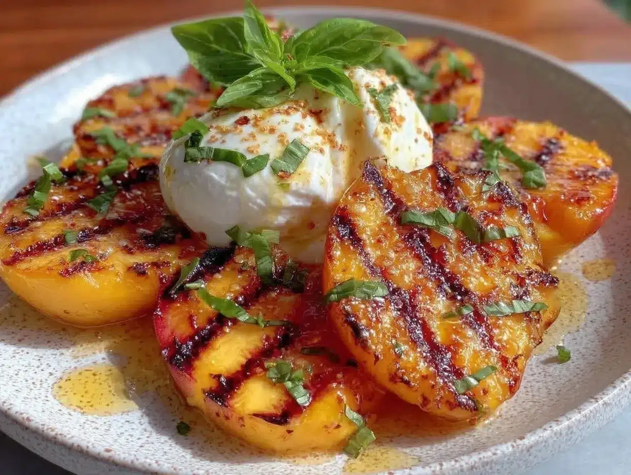 fresh grilled peach and burrata salad preparation steps