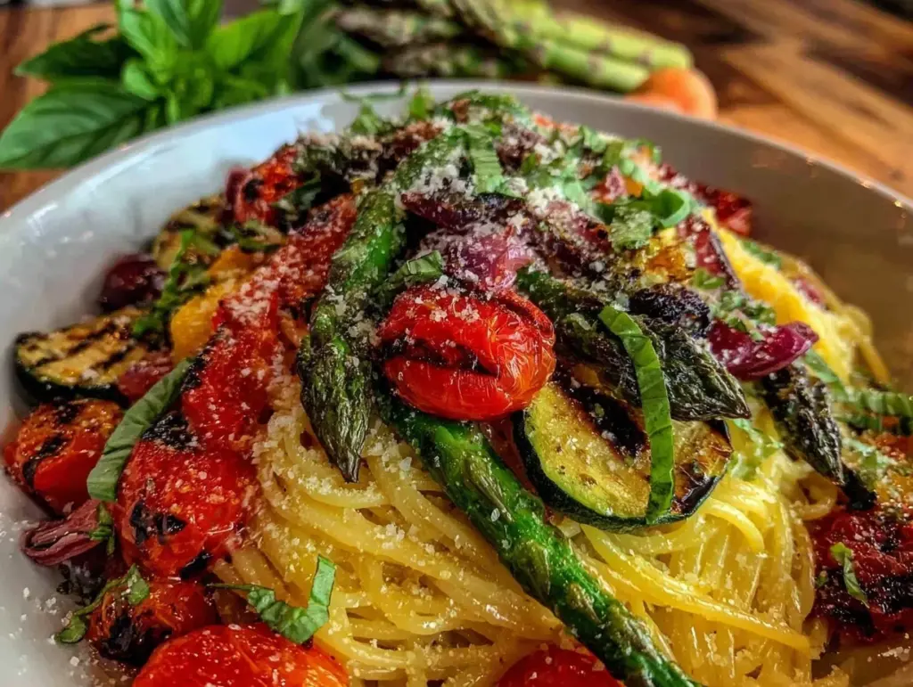 fresh grilled vegetable pasta primavera - featured image