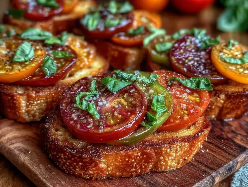 fresh heirloom tomato bruschetta - featured image