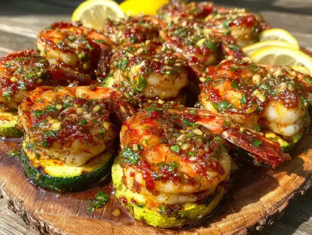 fresh lemon herb shrimp skewers - featured image