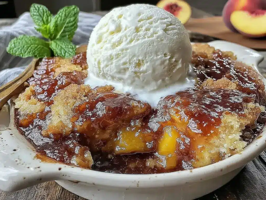 fresh peach cobbler - featured image