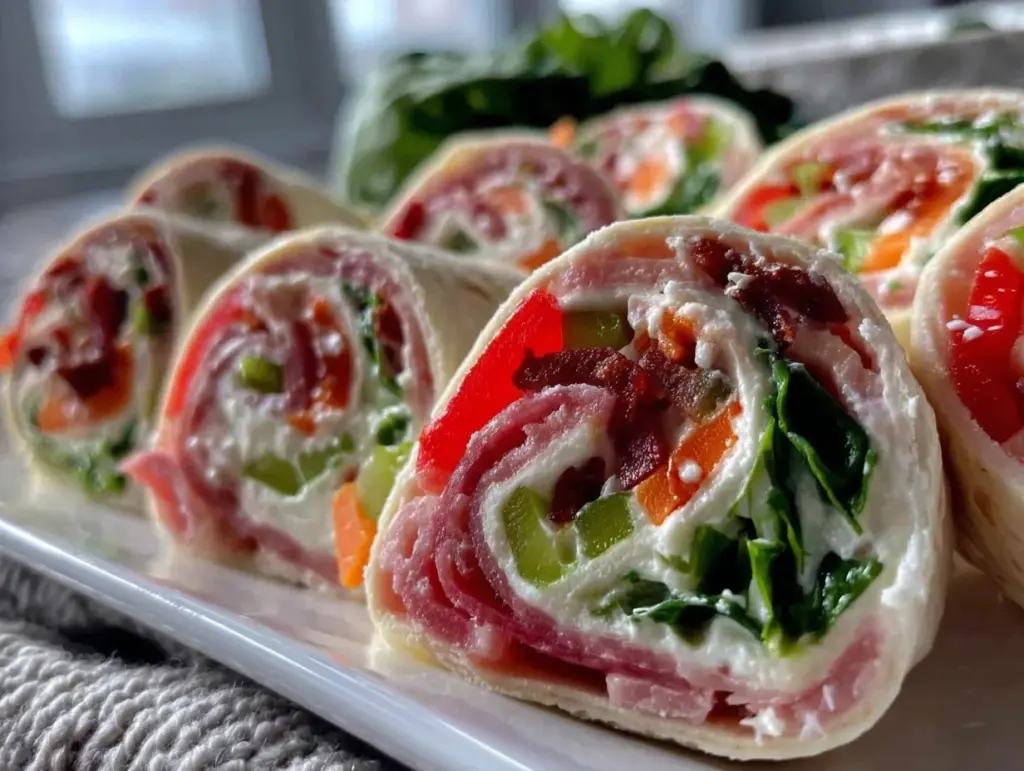 fresh rainbow veggie pinwheels - featured image