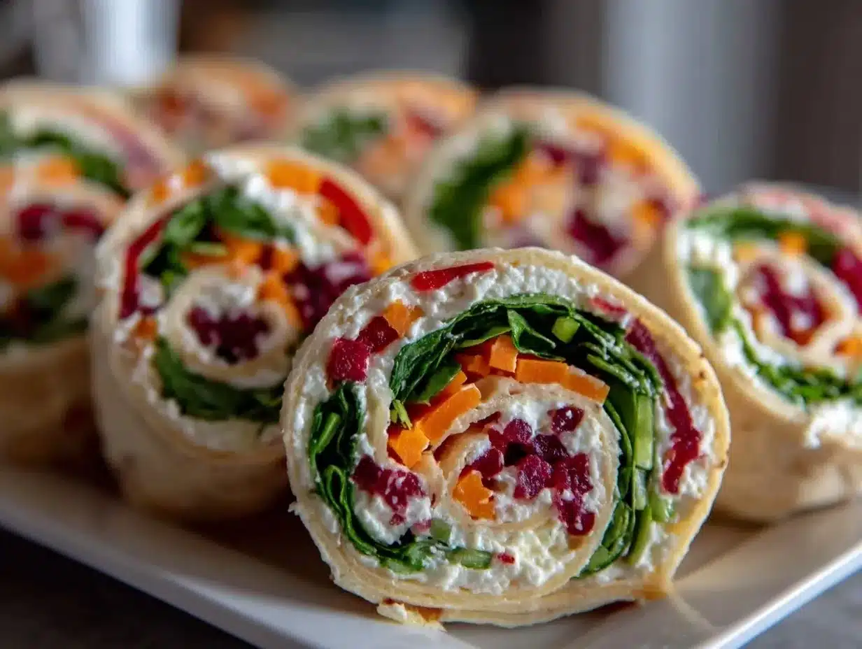 fresh rainbow veggie pinwheels preparation steps