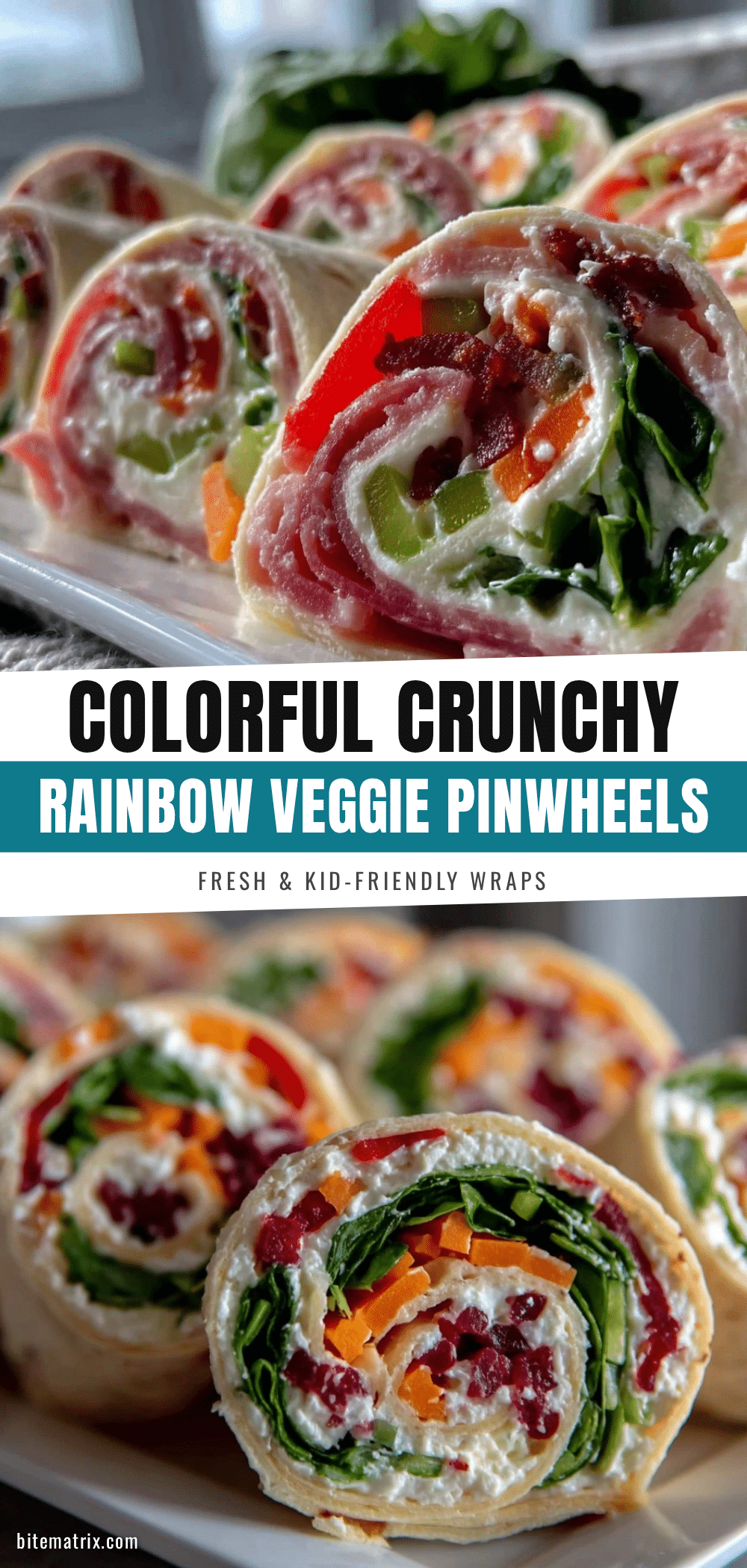 fresh rainbow veggie pinwheels recipe