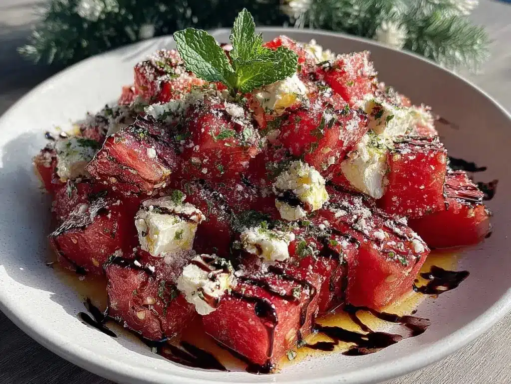 fresh watermelon feta salad - featured image