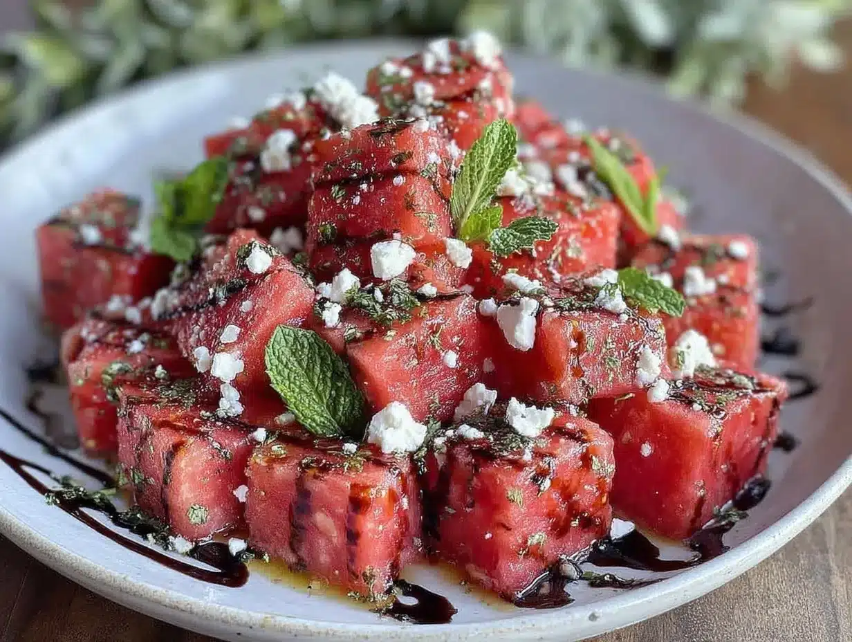fresh watermelon feta salad preparation steps