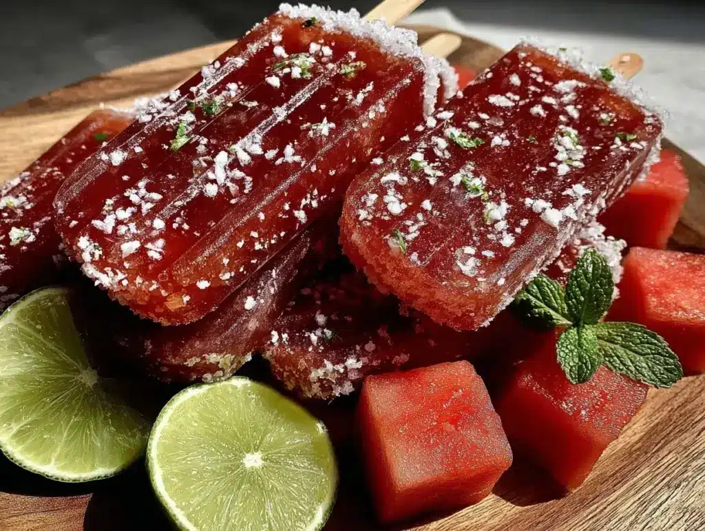 frozen watermelon margarita popsicles - featured image