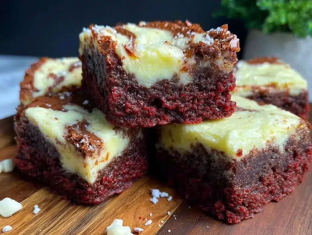 fudgy red velvet brownies with cream cheese swirl - featured image