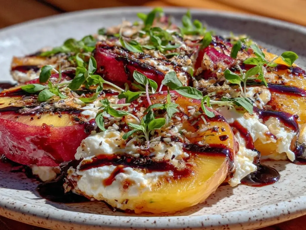 grilled peach and burrata salad - featured image