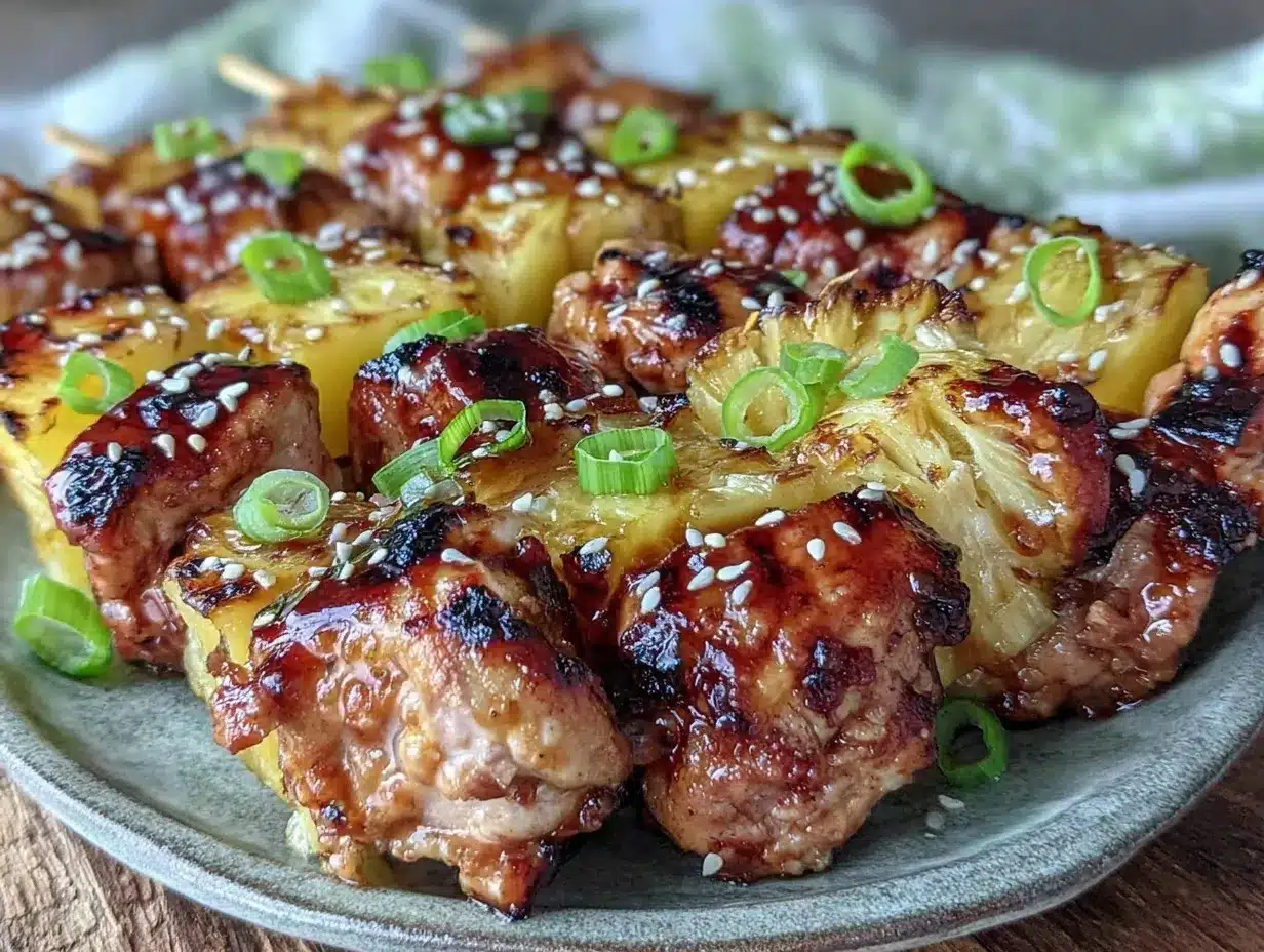 grilled pineapple teriyaki chicken kabobs preparation steps