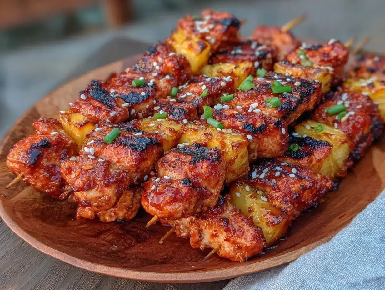 grilled pineapple teriyaki chicken kabobs - featured image