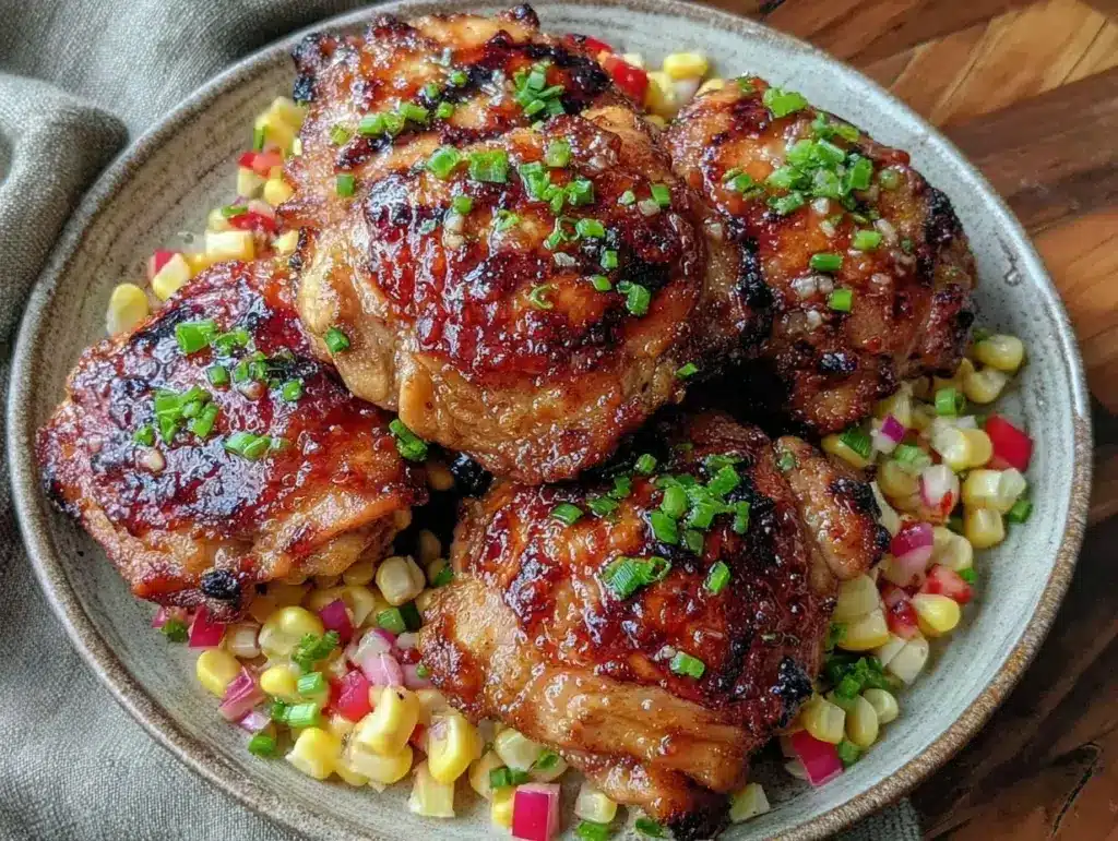 honey garlic grilled chicken thighs - featured image