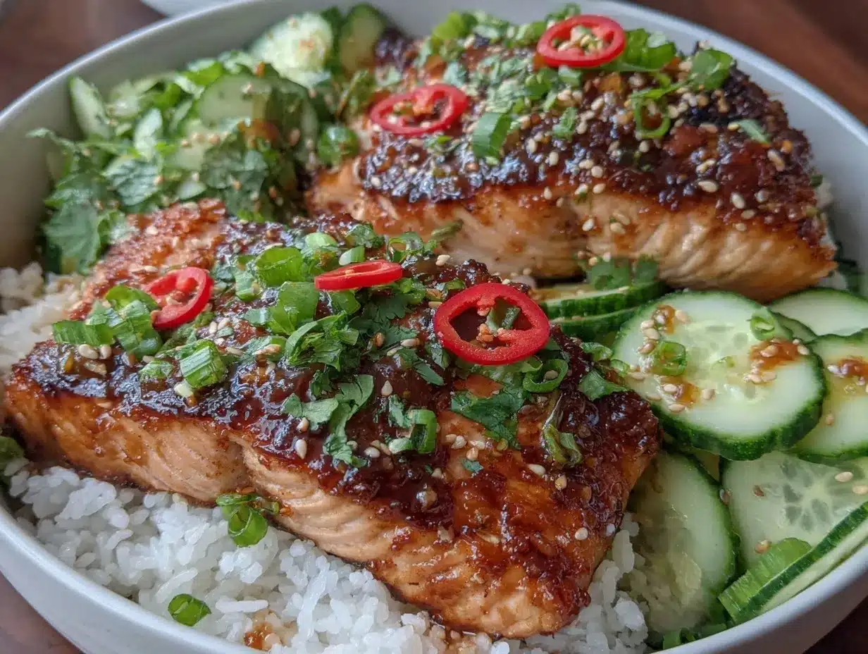honey garlic salmon bowls preparation steps