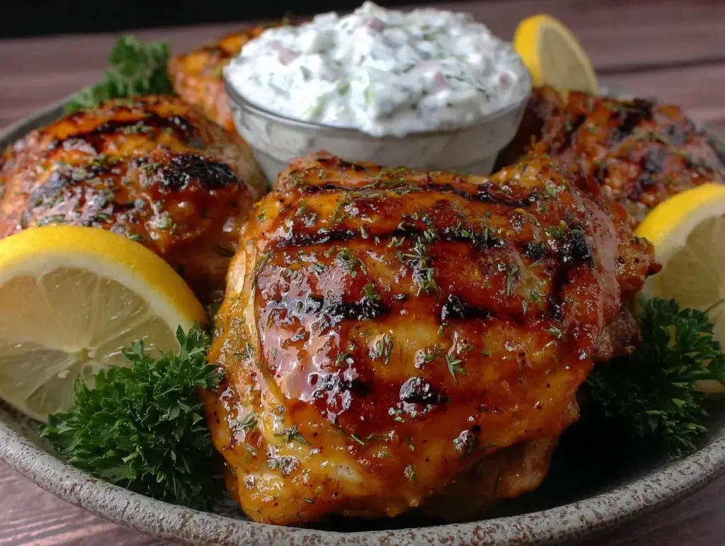 lemon herb grilled chicken thighs - featured image