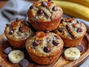 mini banana chocolate chip muffins - featured image