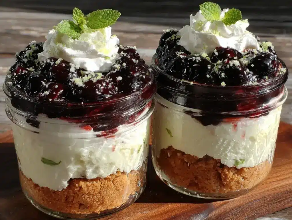 no-bake blueberry cheesecake parfaits - featured image