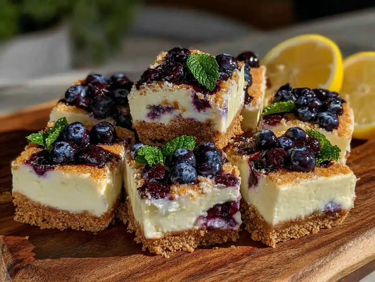 no bake lemon blueberry cheesecake bars preparation steps