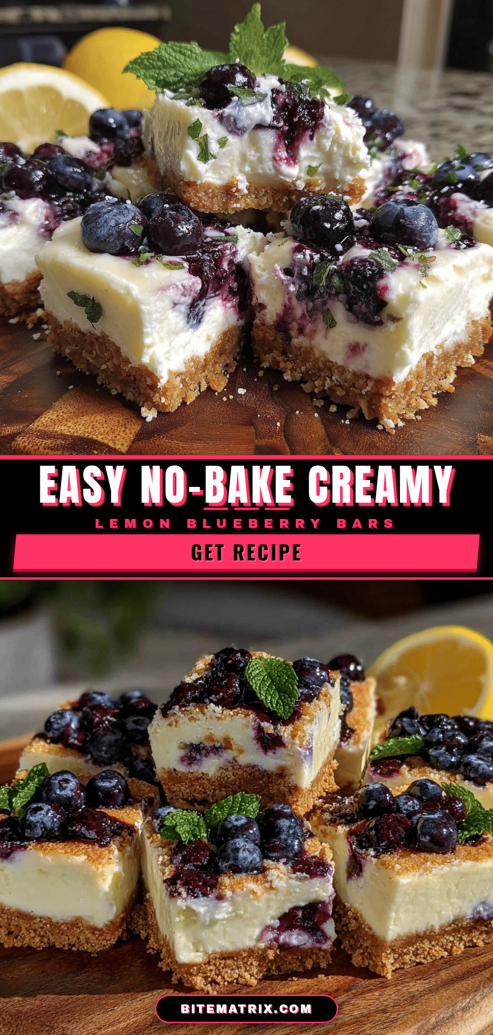 no bake lemon blueberry cheesecake bars recipe