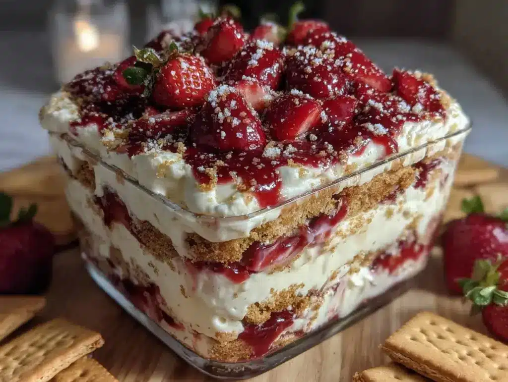 no-bake strawberry icebox cake - featured image