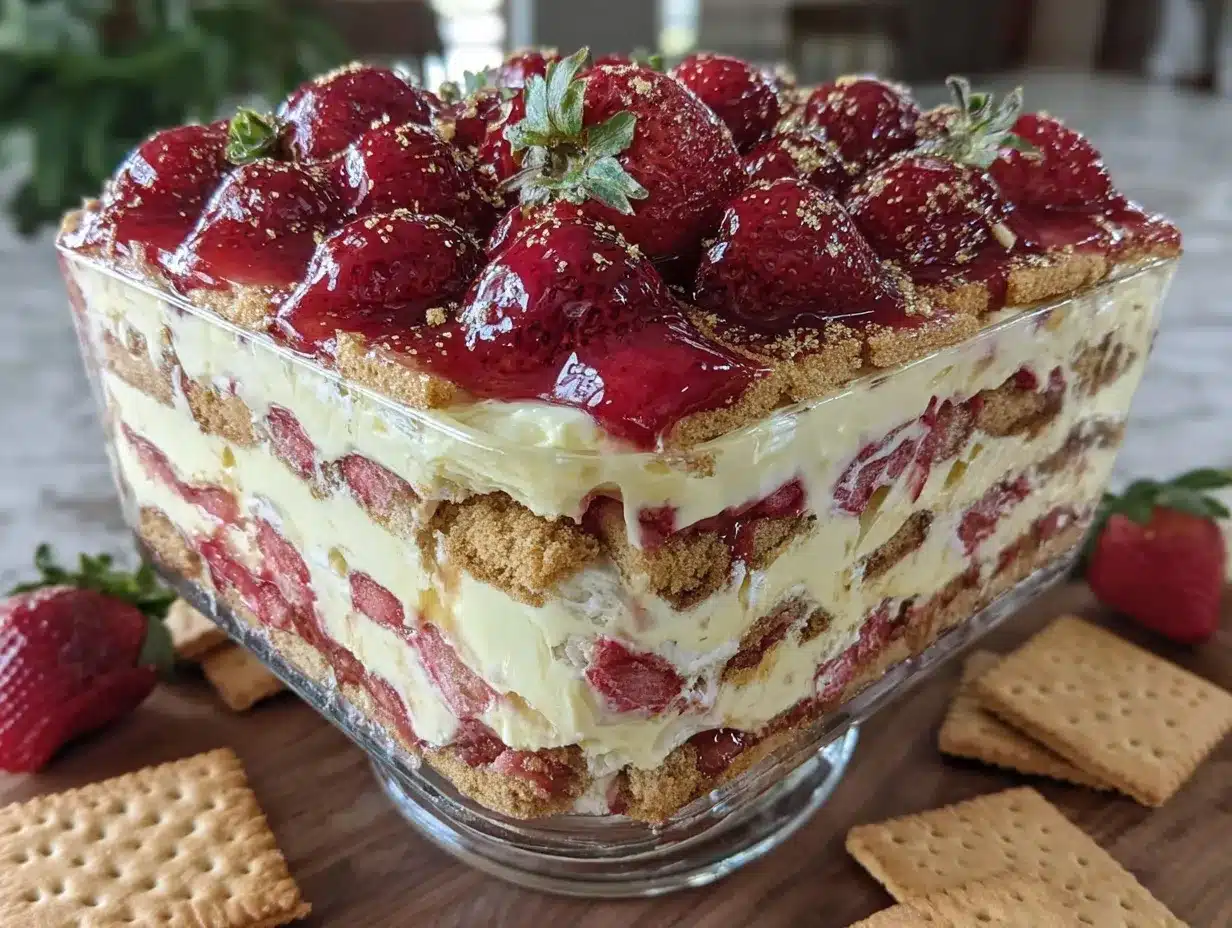 no-bake strawberry icebox cake preparation steps