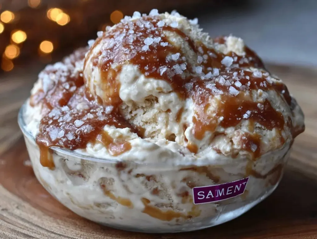 no-churn salted caramel ice cream - featured image