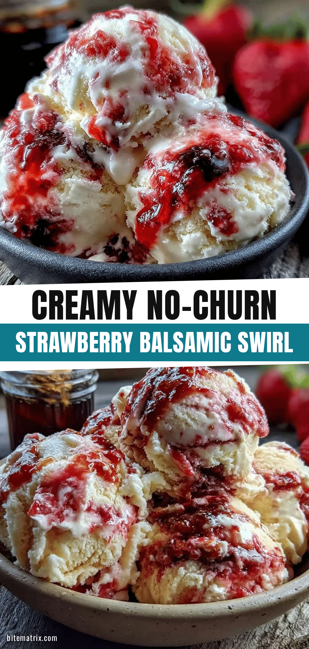 no-churn strawberry balsamic swirl ice cream recipe
