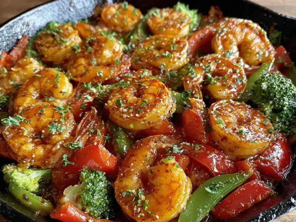 one-pan garlic butter shrimp and veggies - featured image