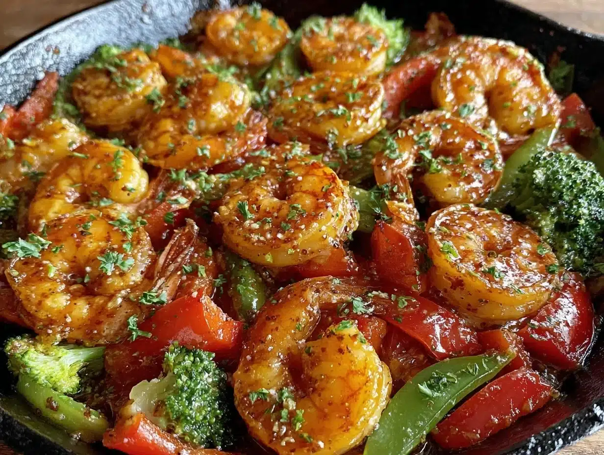 one-pan garlic butter shrimp and veggies - featured image