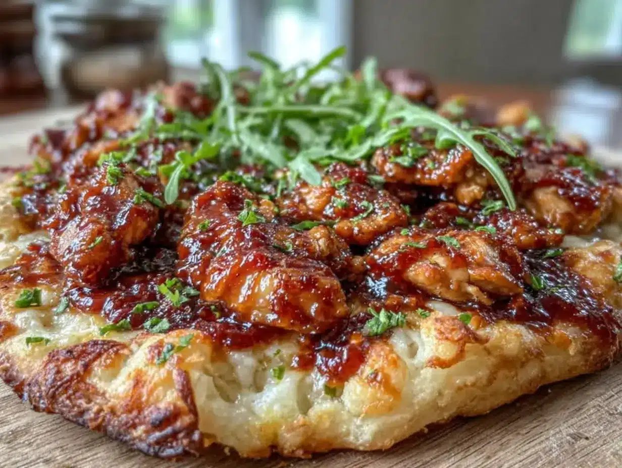 Peach Bourbon BBQ Chicken Pizza preparation steps