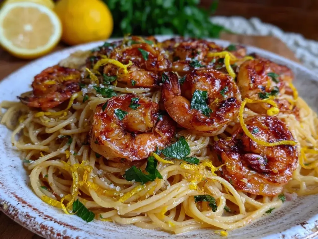 quick garlic shrimp pasta - featured image