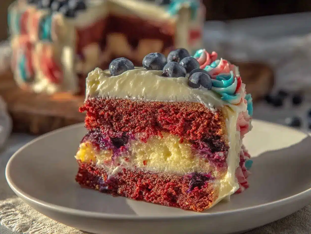 red white and blue flag cake preparation steps