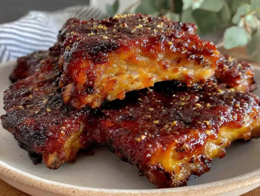 smoked maple bourbon bbq ribs - featured image