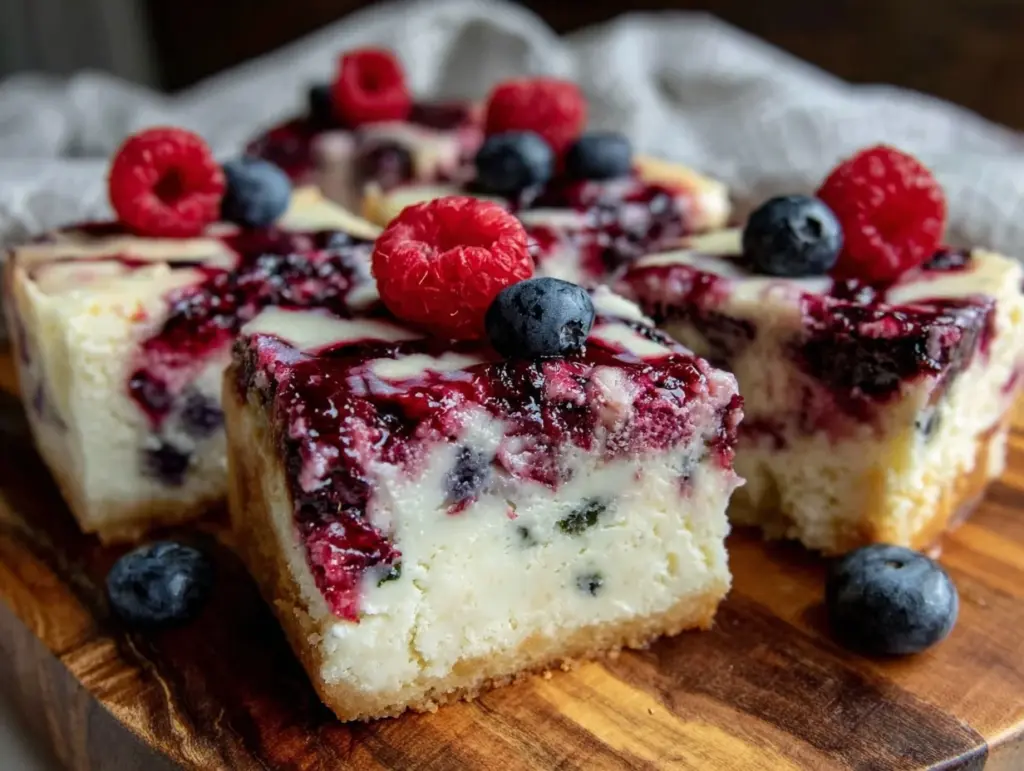 stars and stripes cheesecake bars - featured image