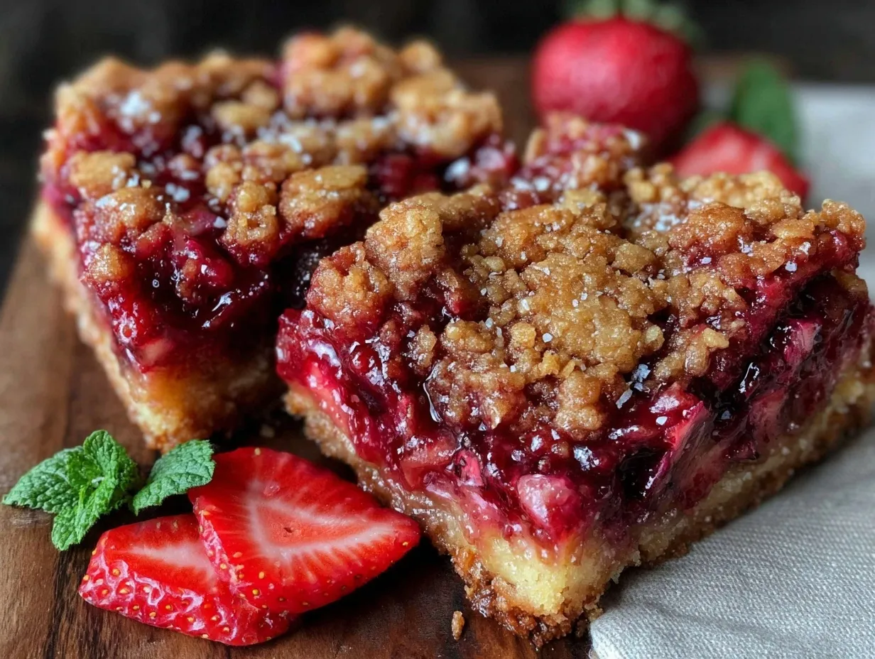 strawberry rhubarb crumble bars preparation steps