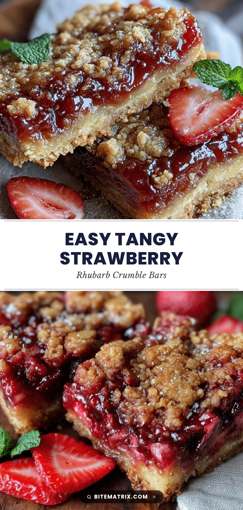 strawberry rhubarb crumble bars recipe