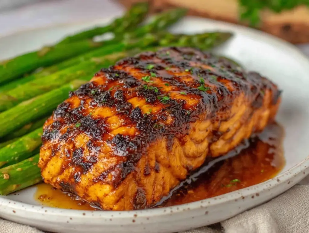 whiskey glazed grilled salmon - featured image