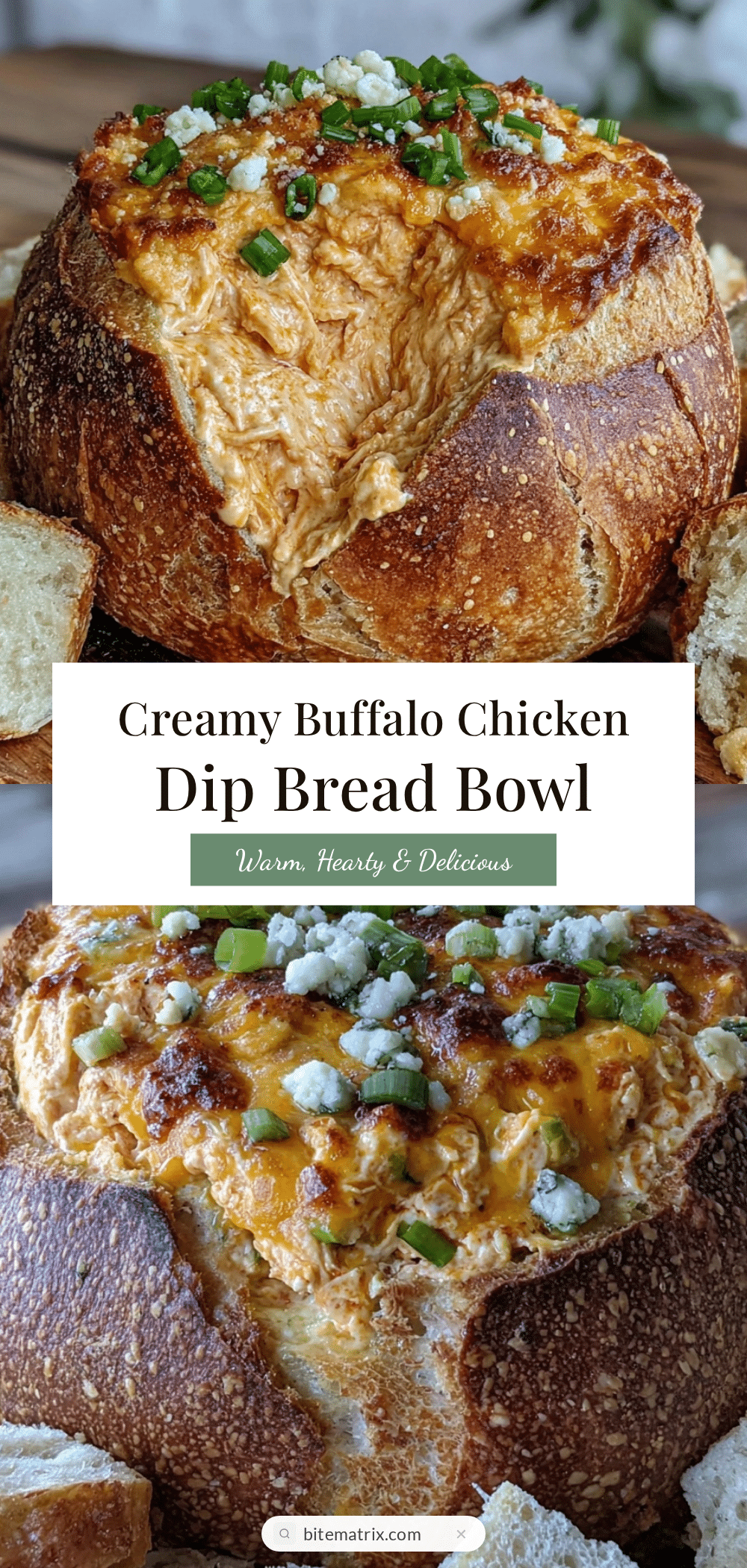 buffalo chicken dip stuffed bread bowl recipe
