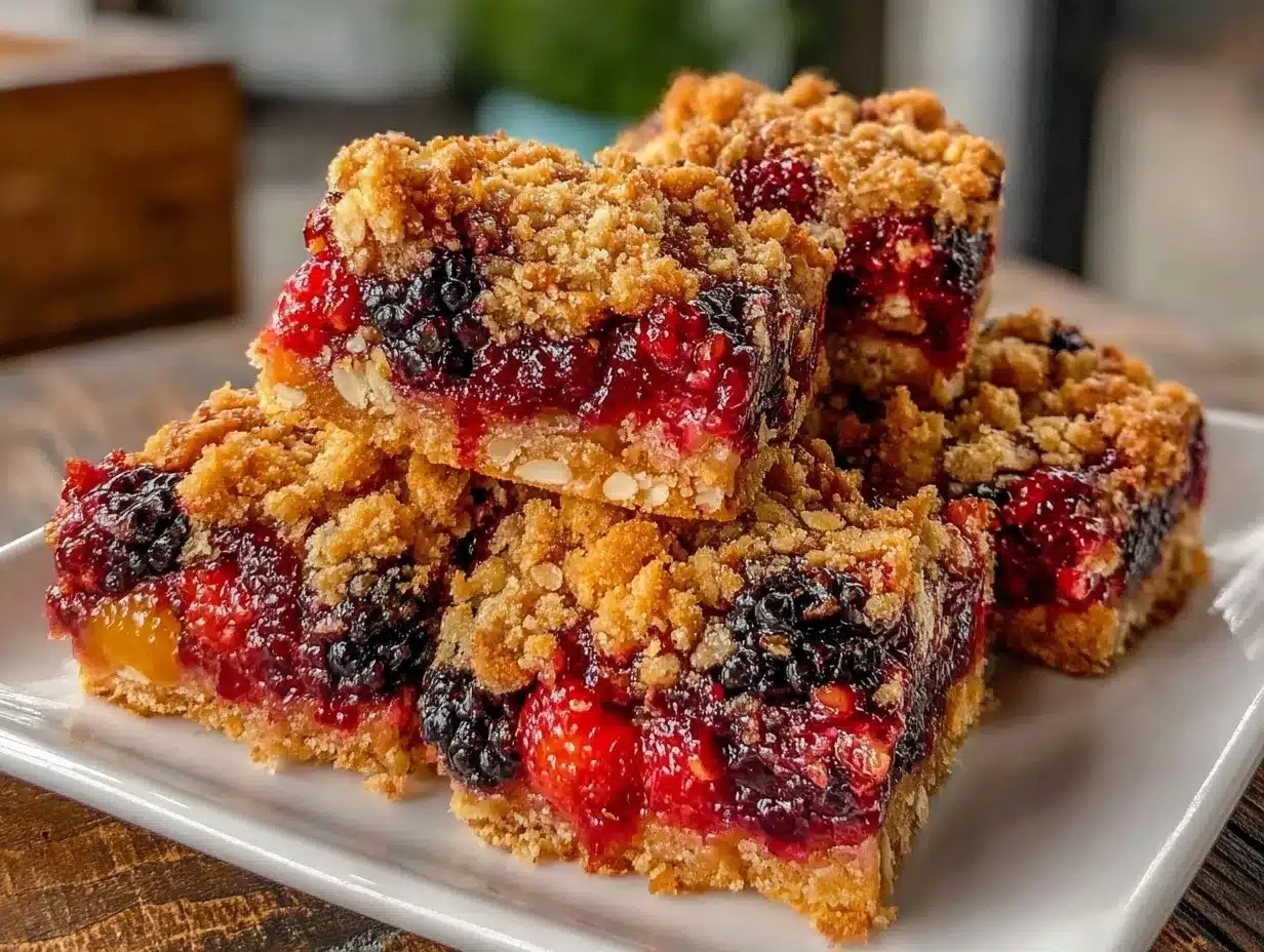 cozy triple berry crumble bars preparation steps