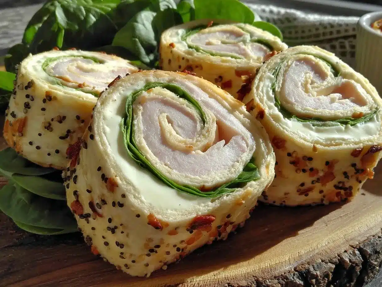 cream cheese and everything bagel turkey pinwheel wraps preparation steps