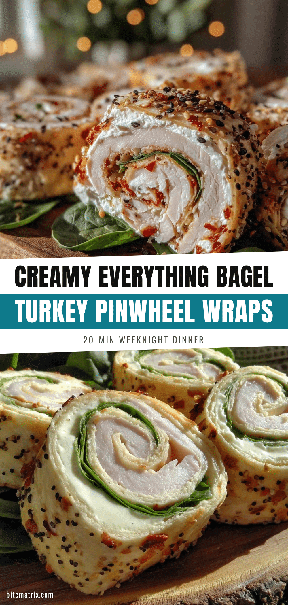 cream cheese and everything bagel turkey pinwheel wraps recipe