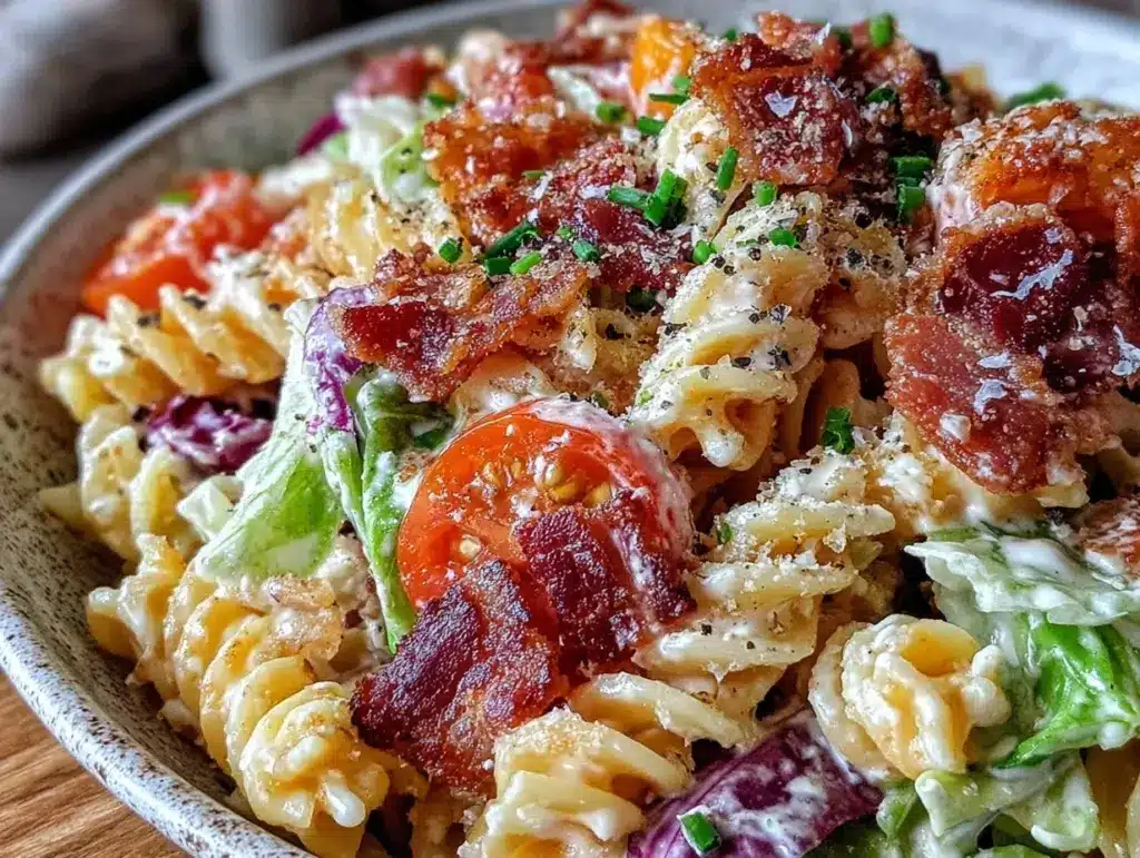 creamy blt pasta salad - featured image