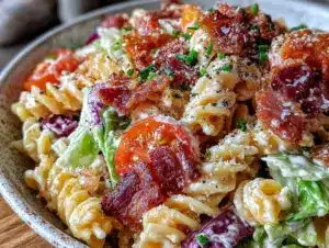 creamy blt pasta salad - featured image