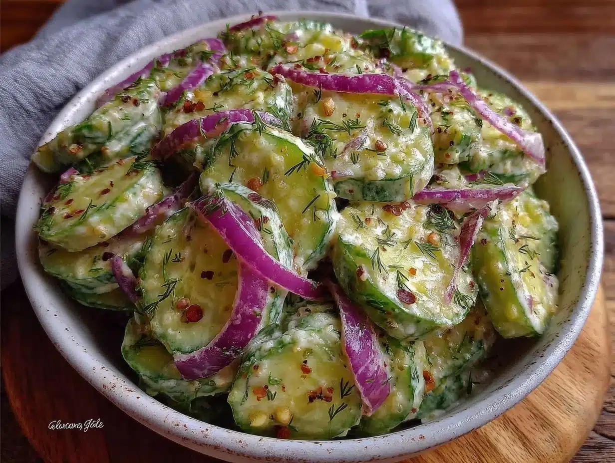 creamy dill cucumber salad - featured image