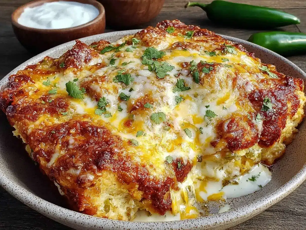 creamy hatch green chili chicken enchilada casserole preparation steps
