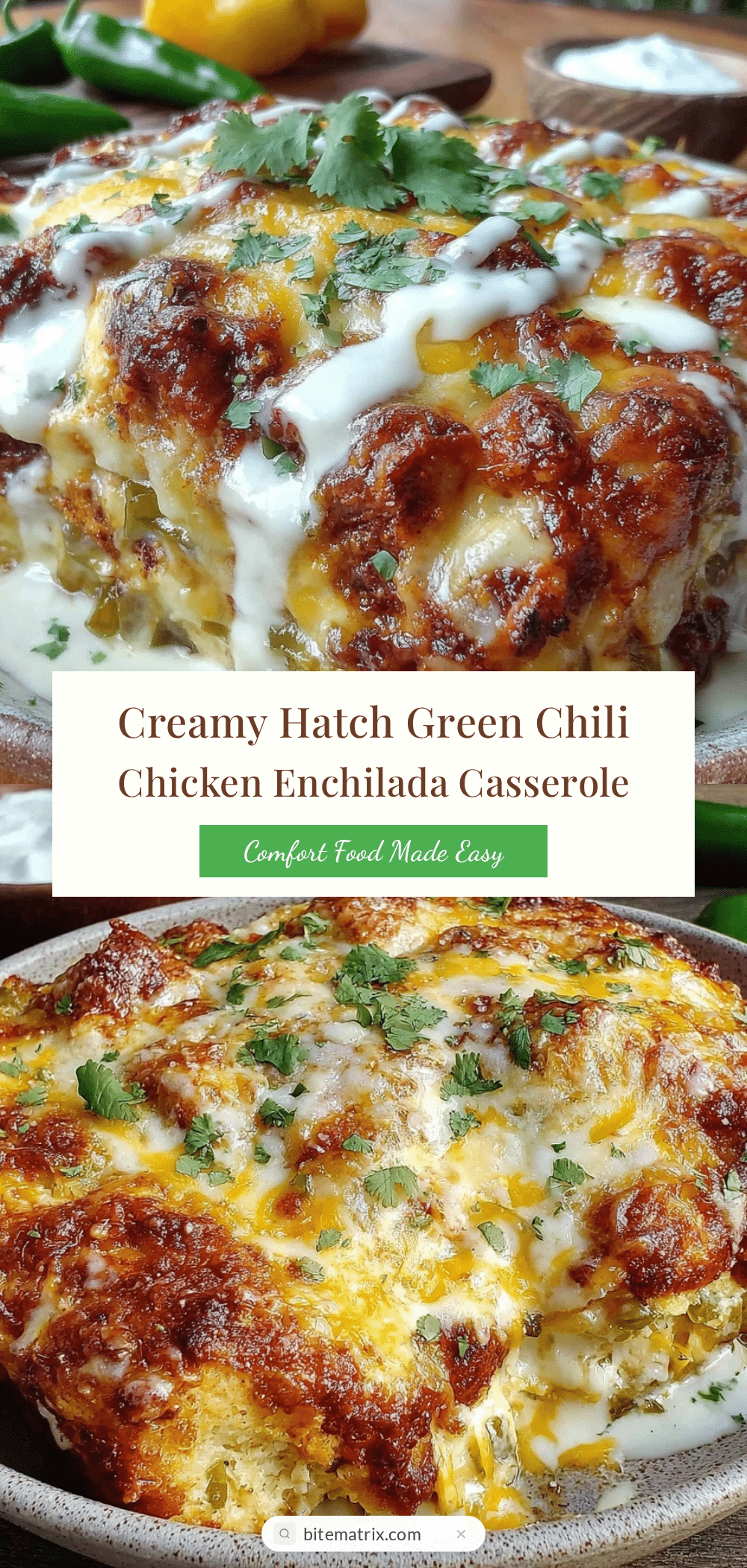 creamy hatch green chili chicken enchilada casserole recipe