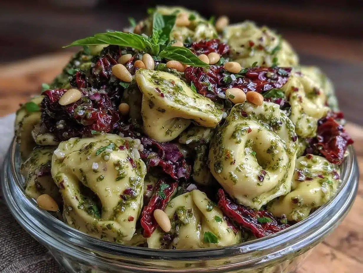 creamy pesto tortellini salad preparation steps