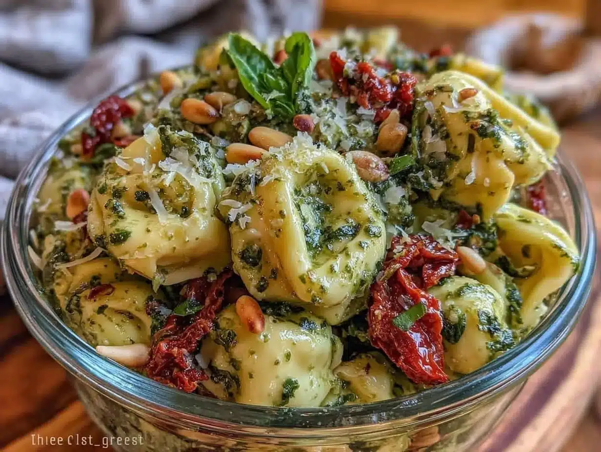 creamy pesto tortellini salad - featured image