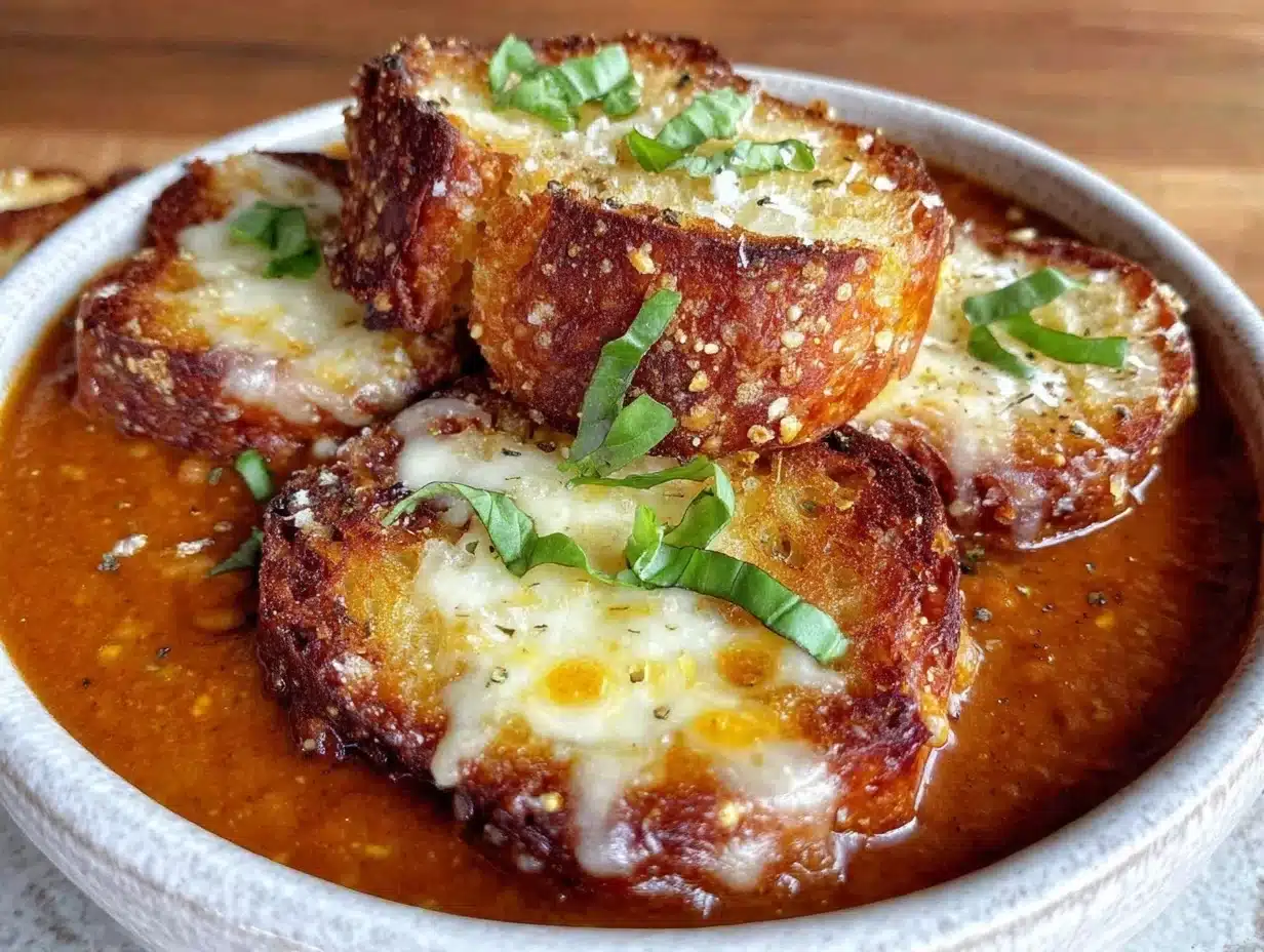 creamy roasted tomato basil soup - featured image