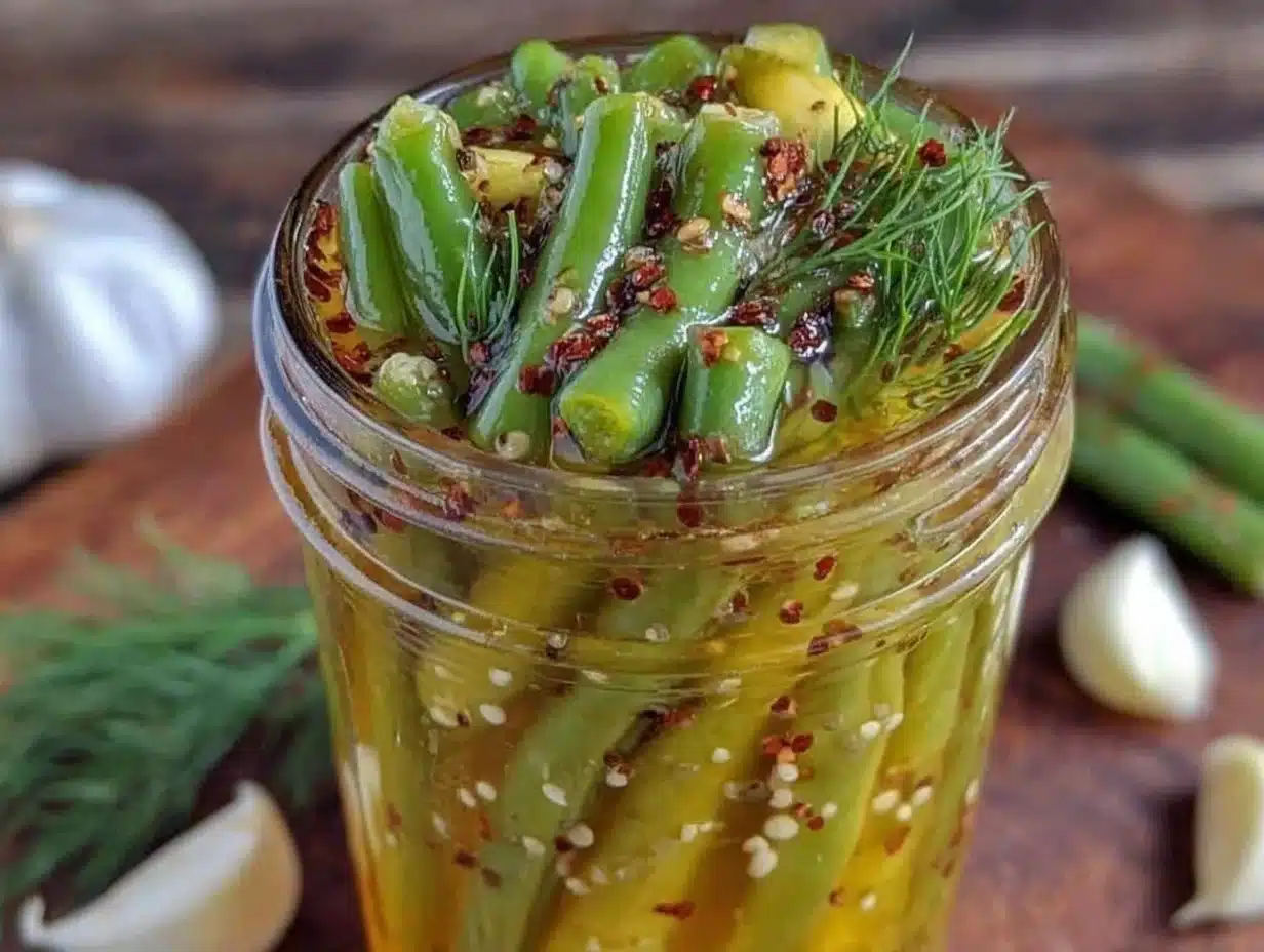 crisp garlic dill beans - featured image